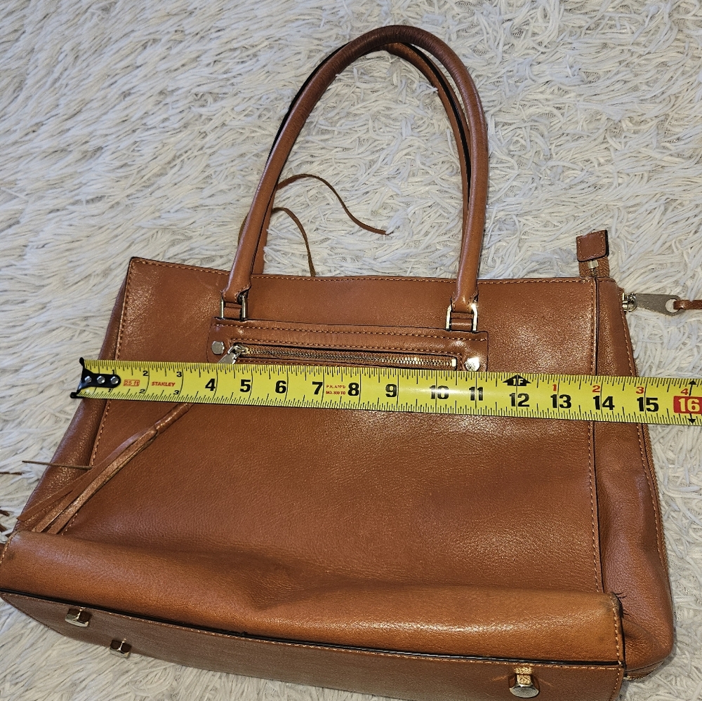 Rebecca Minkoff Regan Satchel Brown Leather Large Tote Bag Expandable Spacious - Picture 13 of 15